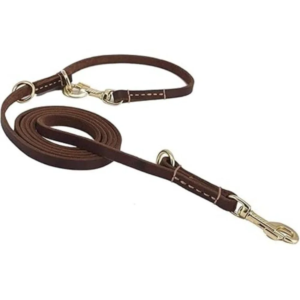 Multi Function 8ft Leather Dog Leash, Genuine Leather Hands Free Leash